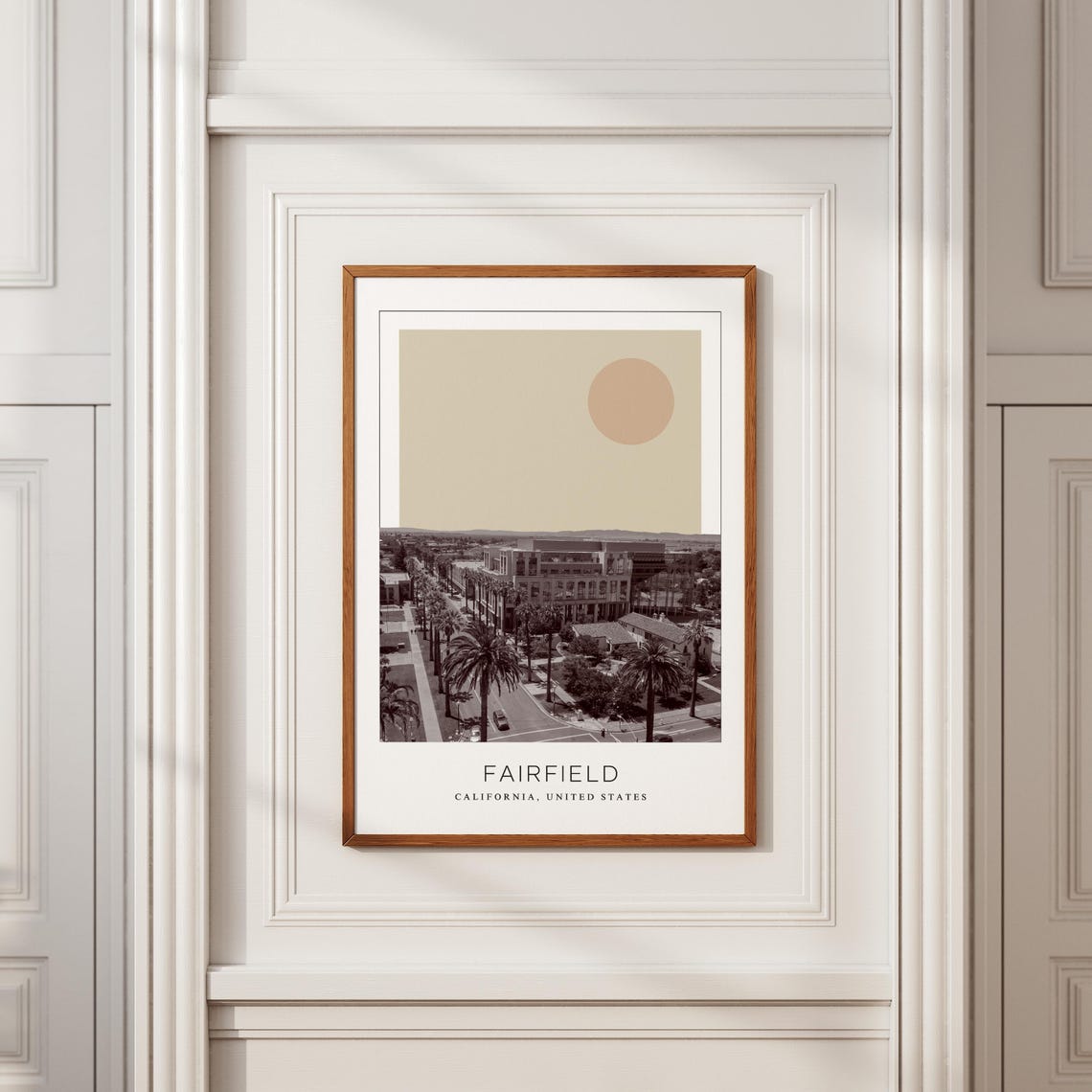 Fairfield California Palm Lined Street Minimalist Travel Poster - Image 2