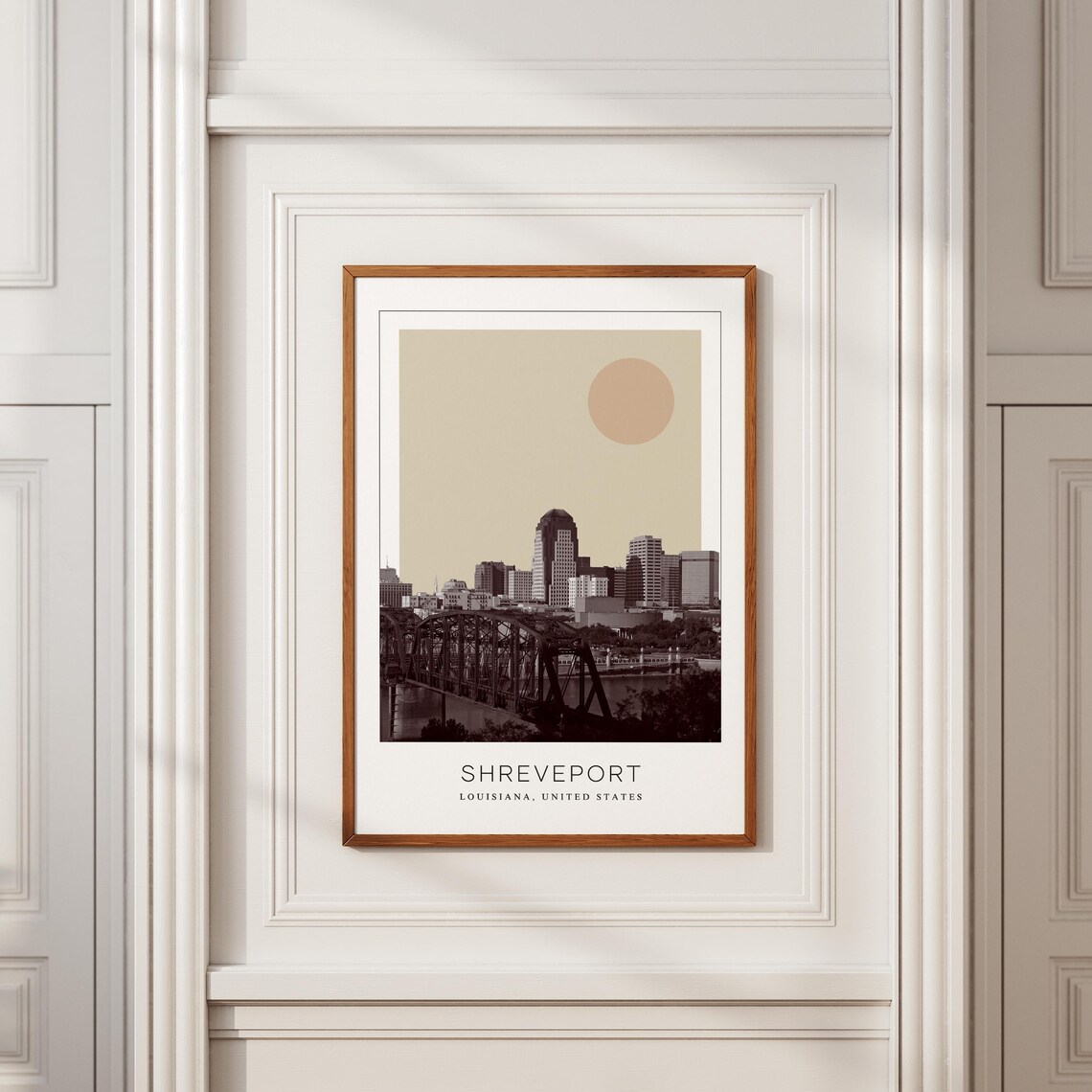 Shreveport Louisiana River Bridge Skyline Minimalist Travel Poster - Image 2