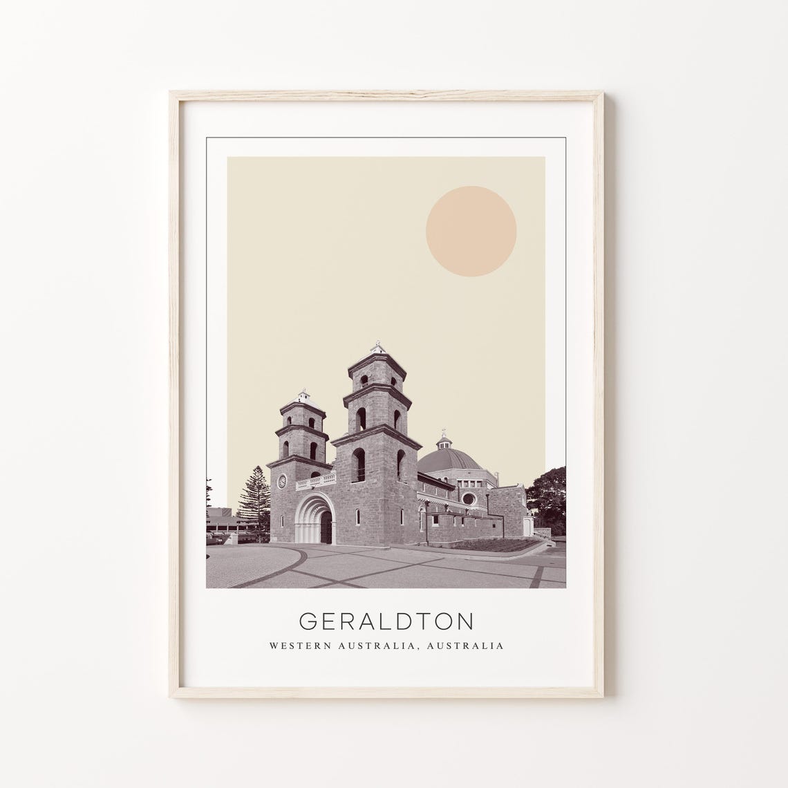 Geraldton Western Australia Twin Towered Stone Cathedral Poster