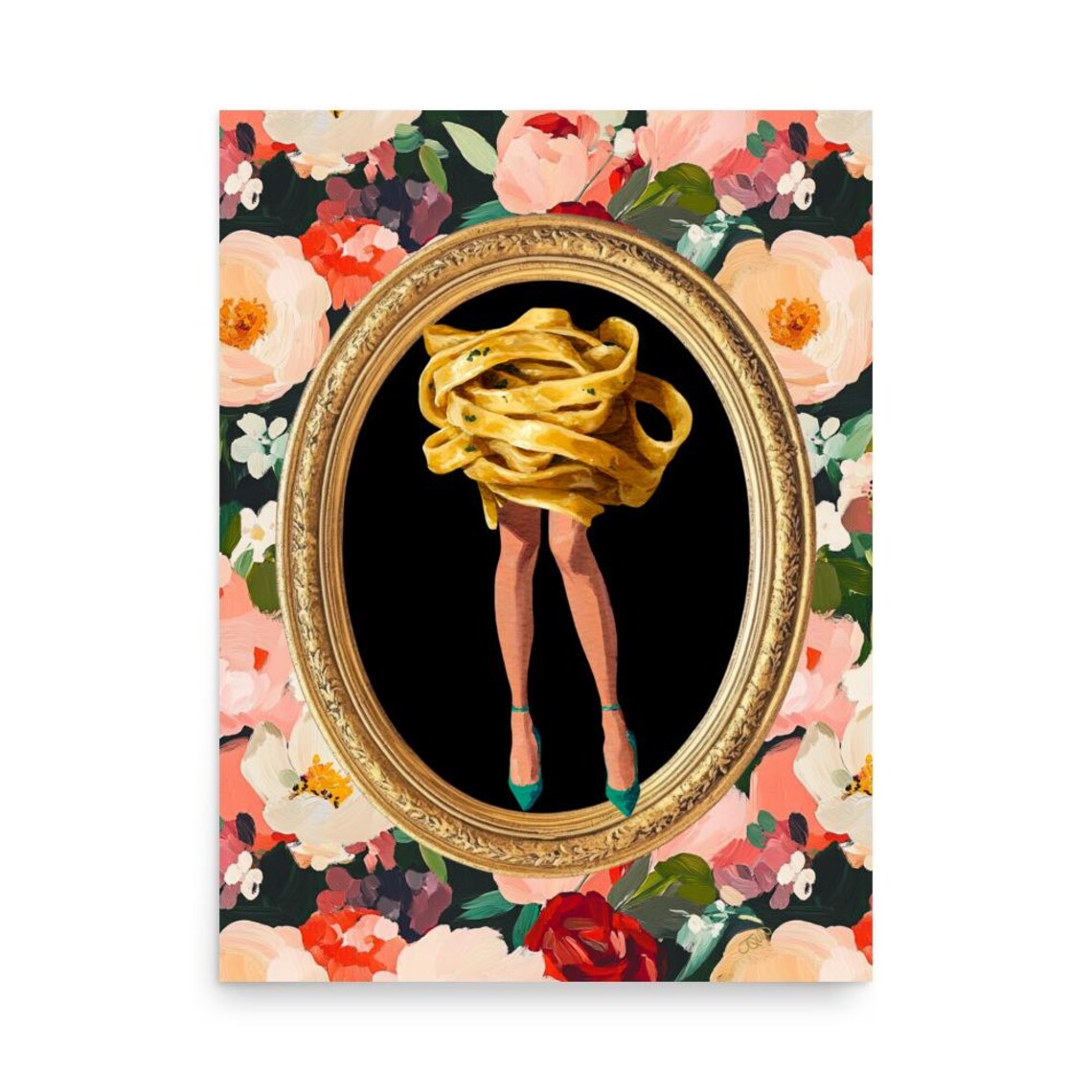 Quirky Pasta Art Print, Kitchen Decor Poster