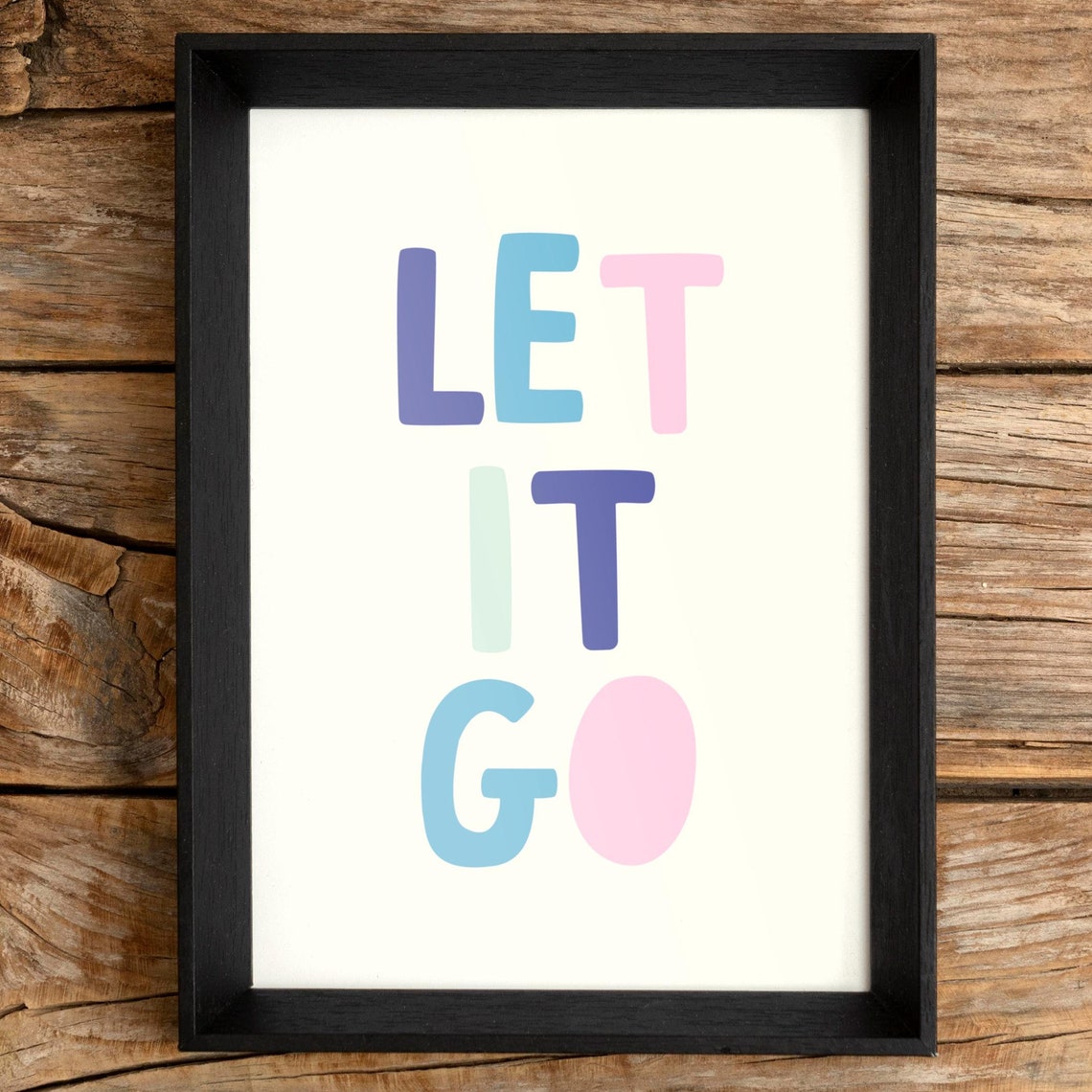 Let It Go Typography Apartment Decor Dorm Wall Art Inspirational Print Cute Boho Home Family Saying Bedroom Poster