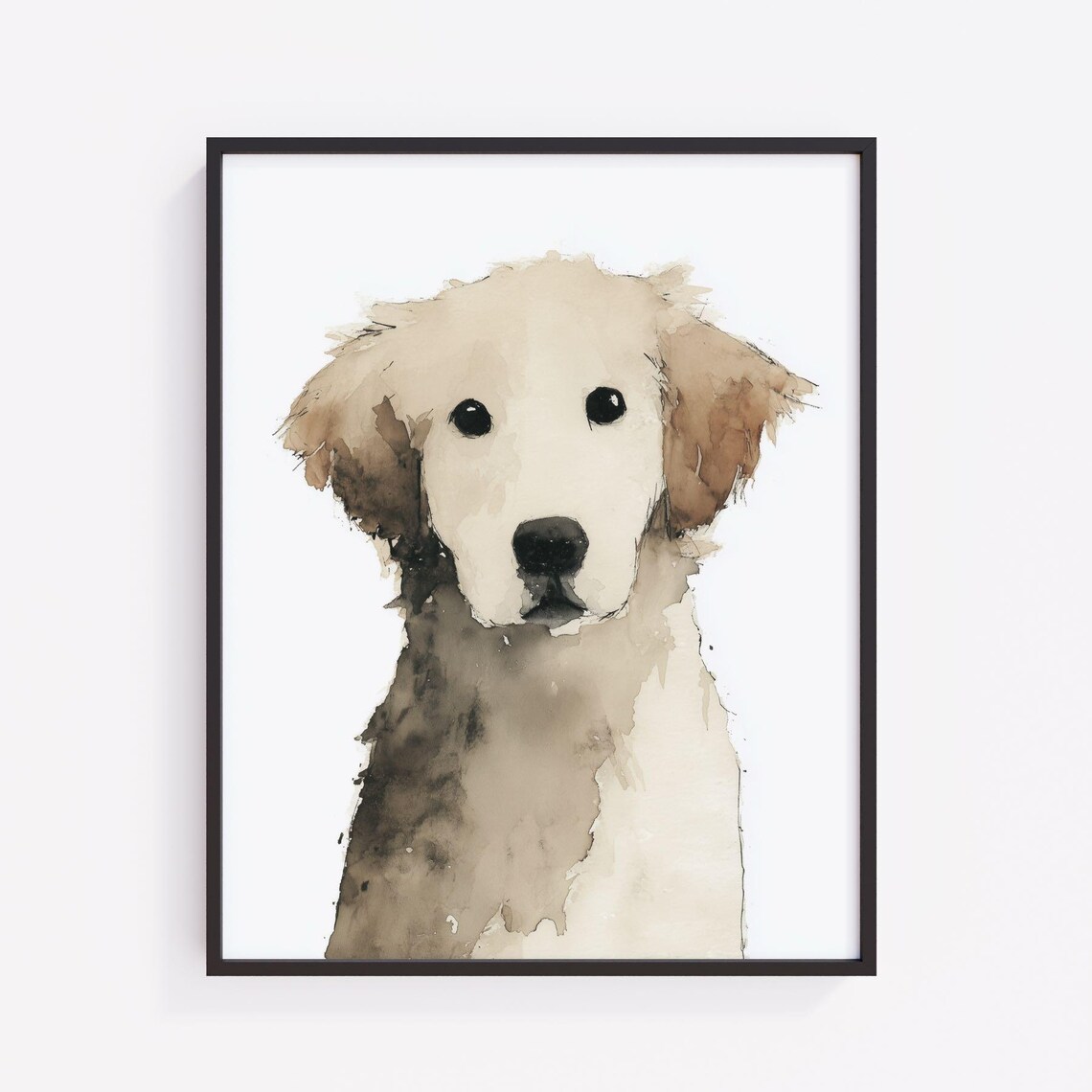 Golden Retriever Puppy Watercolor Portrait Poster Cute Dog Artwork
