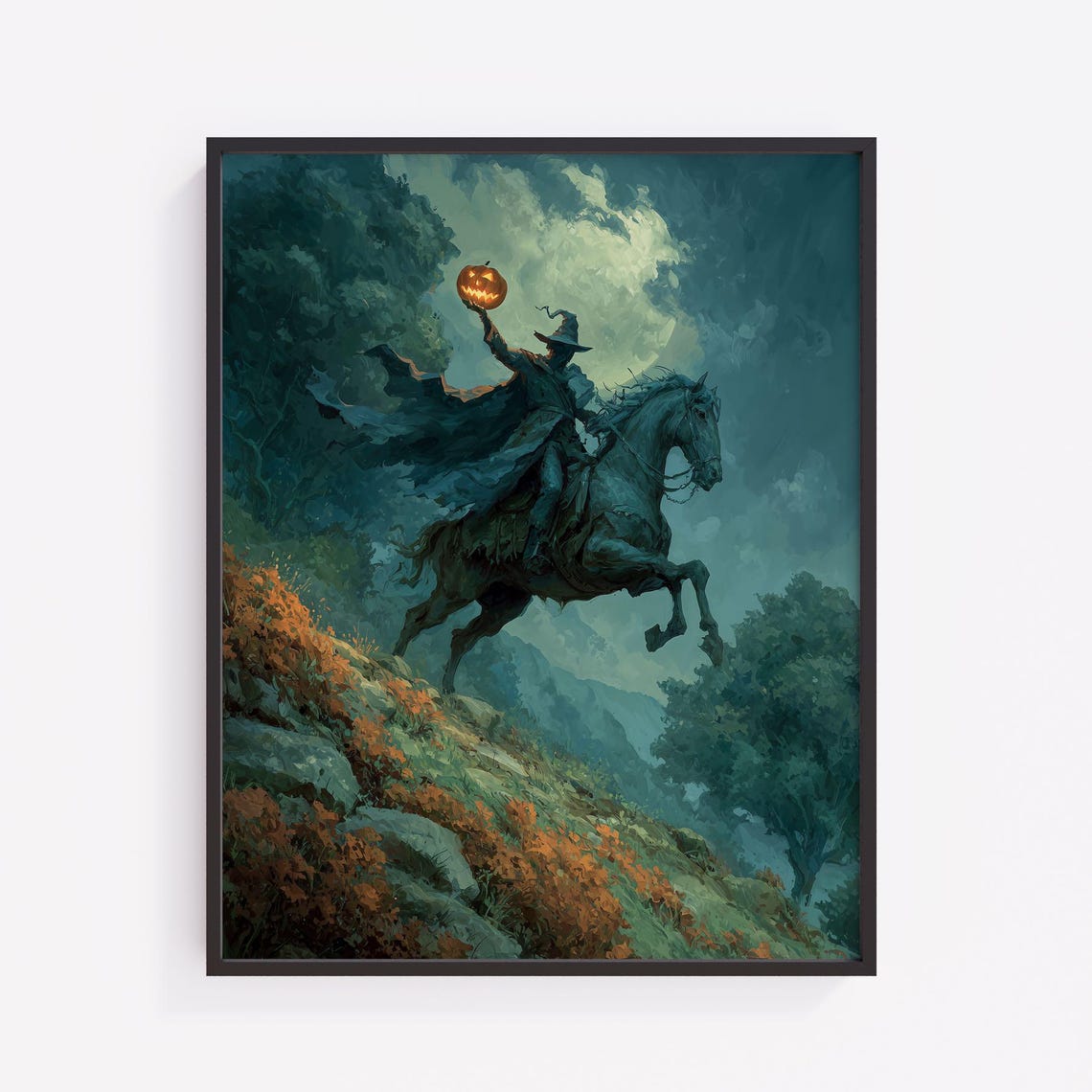 Almost Headless Horseman Art Spooky Halloween Illustration