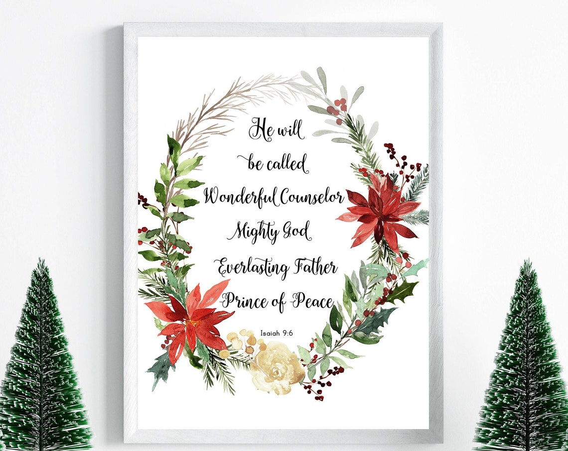 Wonderful Counselor Isaiah 96 Christmas Scripture Wreath Wall Art - Image 3