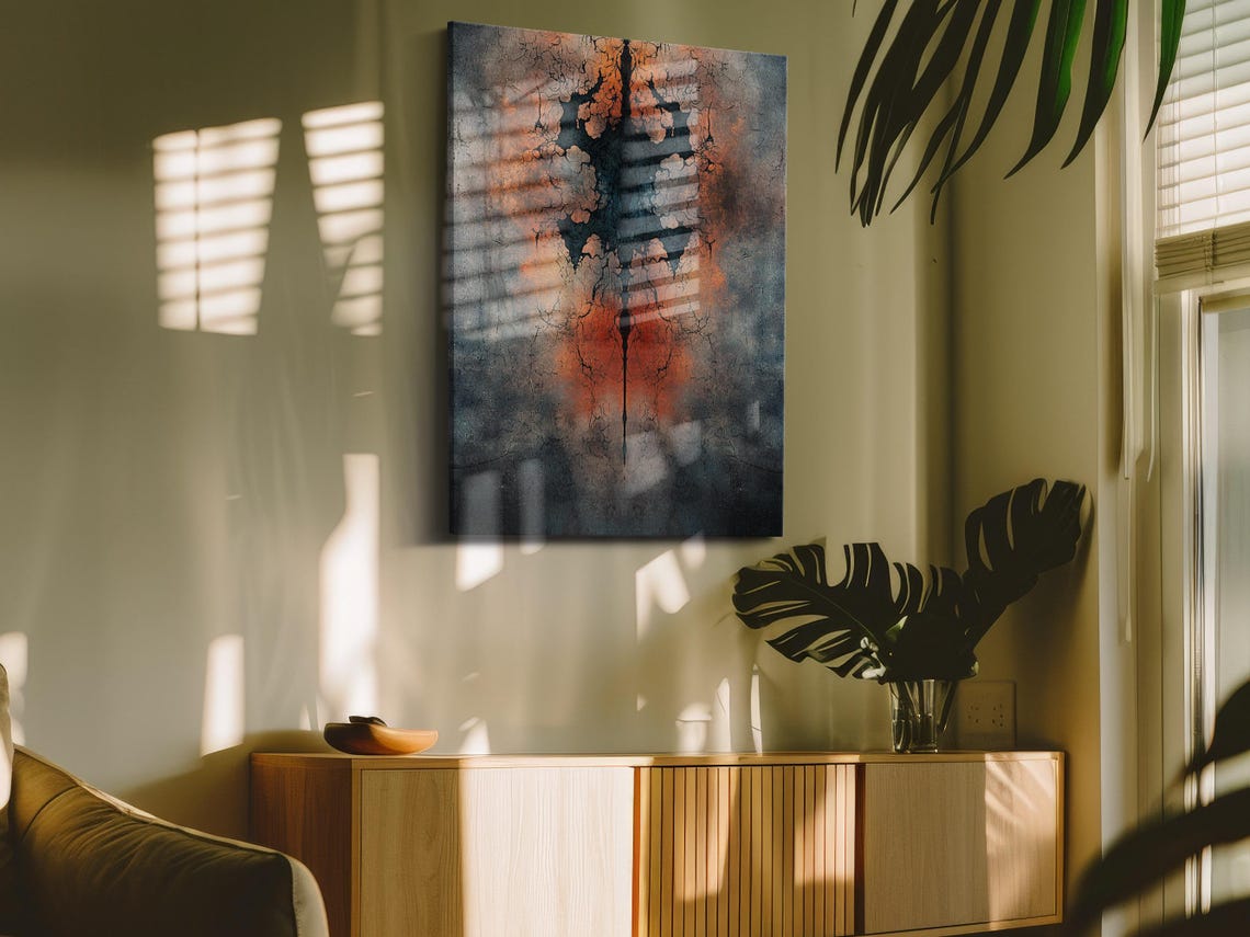 Fiery Cracked Ember Abstract Symmetrical Dark Texture Art Poster - Image 4