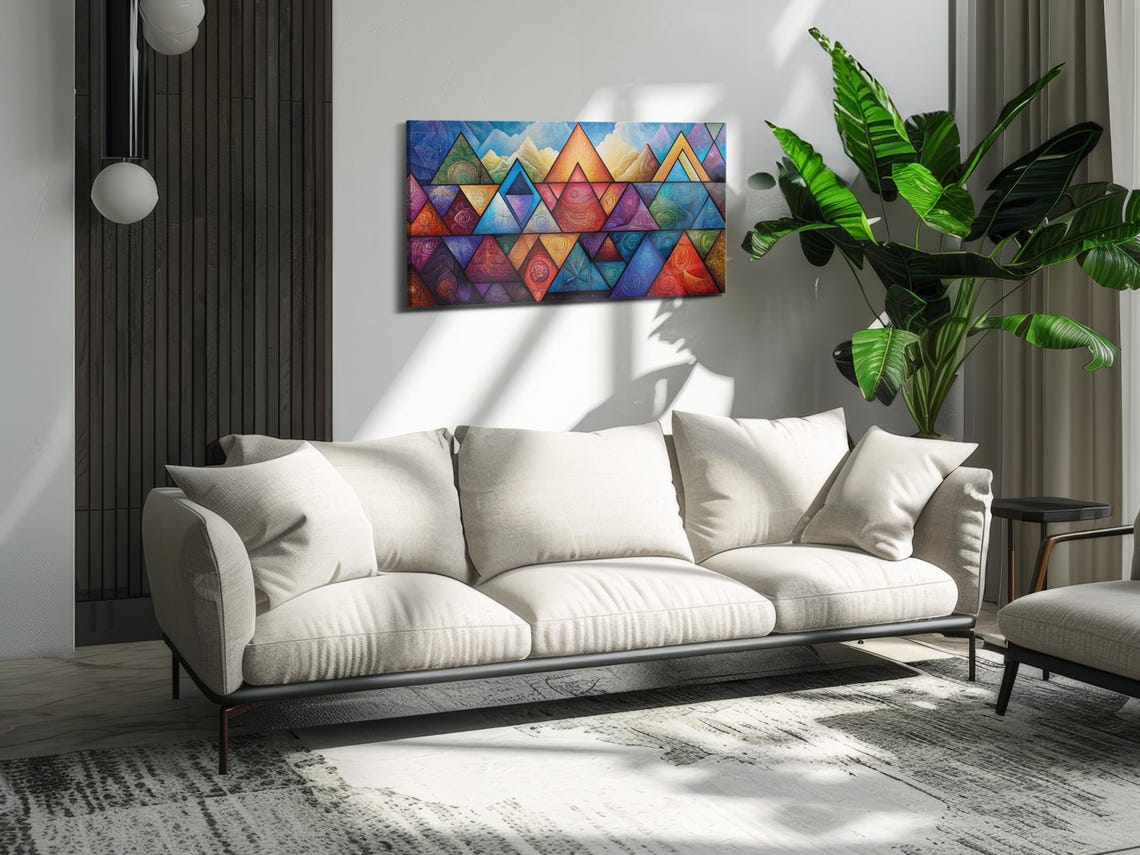 Multicolor Triangles Pattern Art Print - Image 3