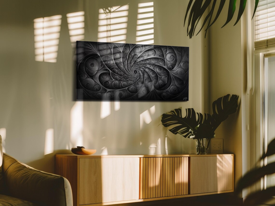 Black And White Spiral Depth Poster Print - Image 3