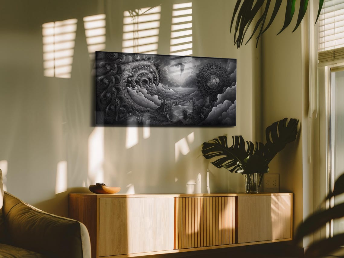 Surreal Black And White Dreamscape Clouds Gothic Fantasy Art Poster - Image 3
