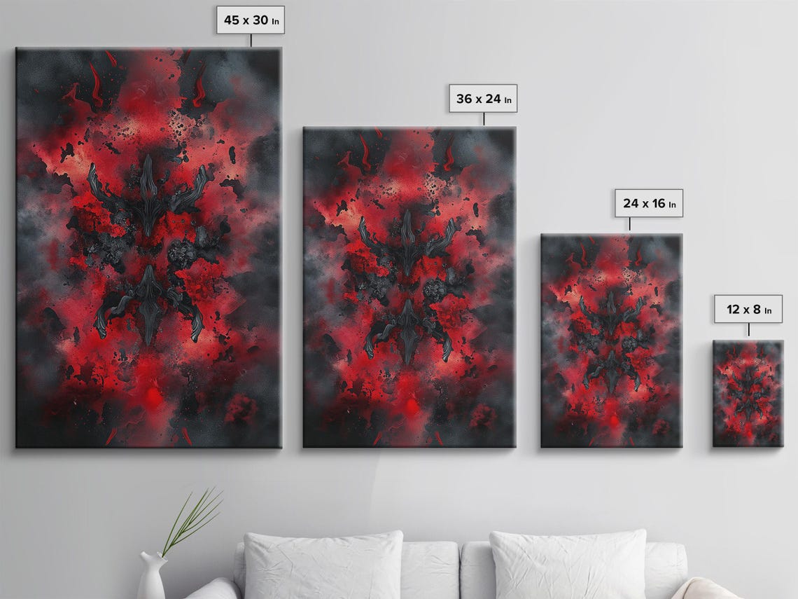 Red Ink Fireburst Abstract Art Print - Image 3