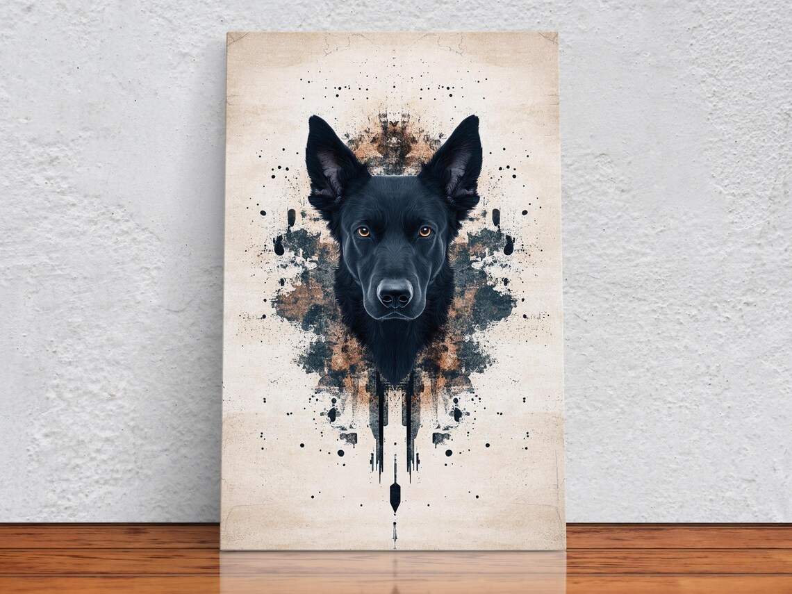 Regal Black Dog Portrait Art Print