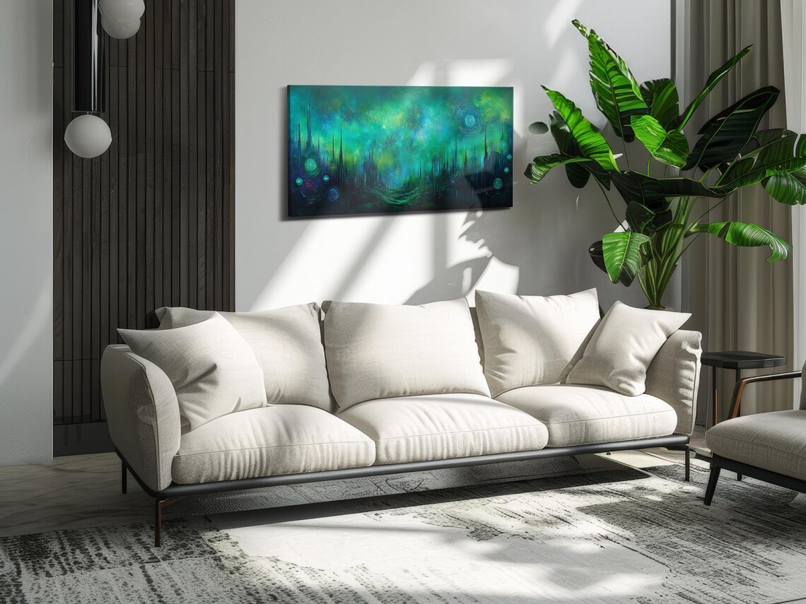 Mystical Emerald Glow Abstract Art Print - Image 3