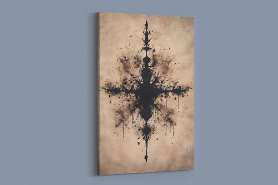 Bold Black Ink Cross Print Print