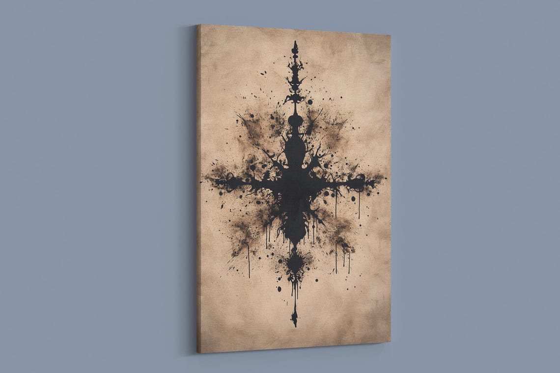 Bold Black Ink Cross Splatter Abstract Minimalist Art Wall Poster