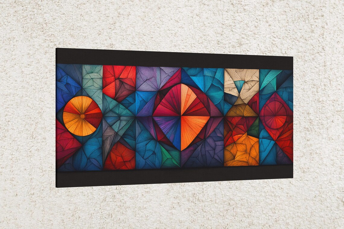 Dynamic Stained Glass Shapes, Abstract Modern Art Print