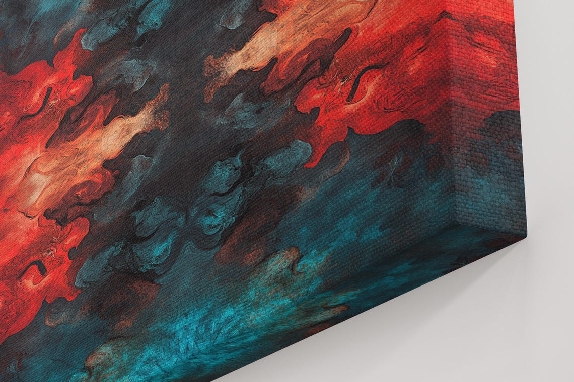 Red And Blue Fusion, Abstract Art Print - Image 5