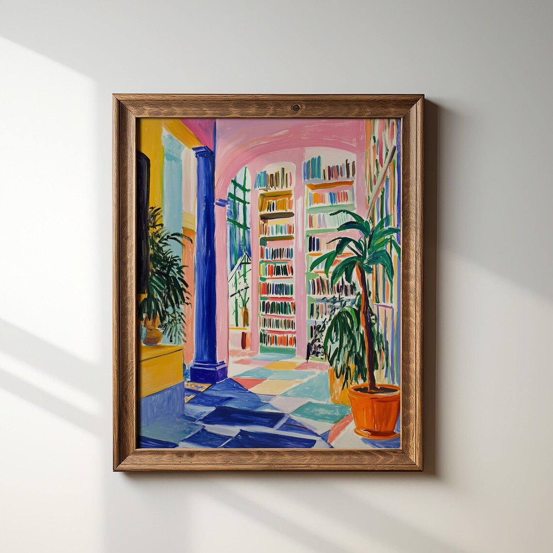 Vibrant Colorful Library Interior Painting In Bold Modern Style Poster - Image 2