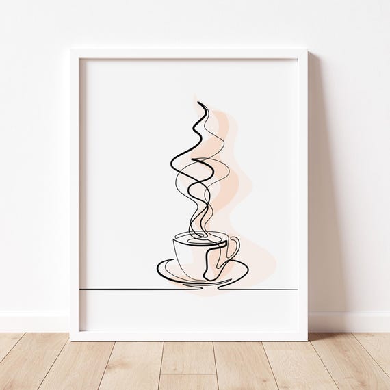 Coffee One Line Art Abstract Line Art Coffee Bar Art Coffee Bar Sign Coffee Poster Tea Lover Gift Housewarming Gift