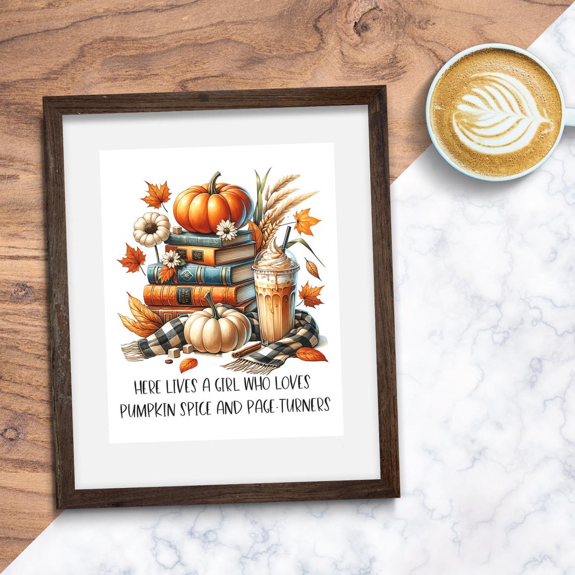 Pumpkin Spice And Page Turners Autumn Book Lover Fall Quote Wall Art - Image 3