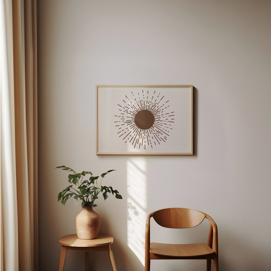 Boho Sunburst Art Print, Modern Abstract Decor - Image 2