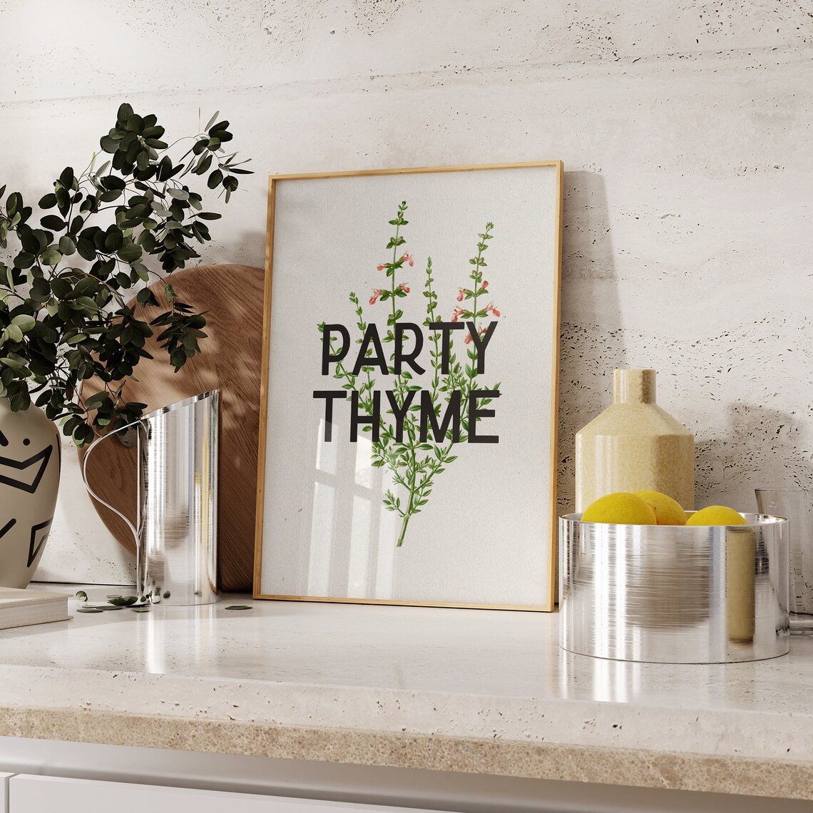 Party Thyme Vintage Retro Botanical Herb Art Print