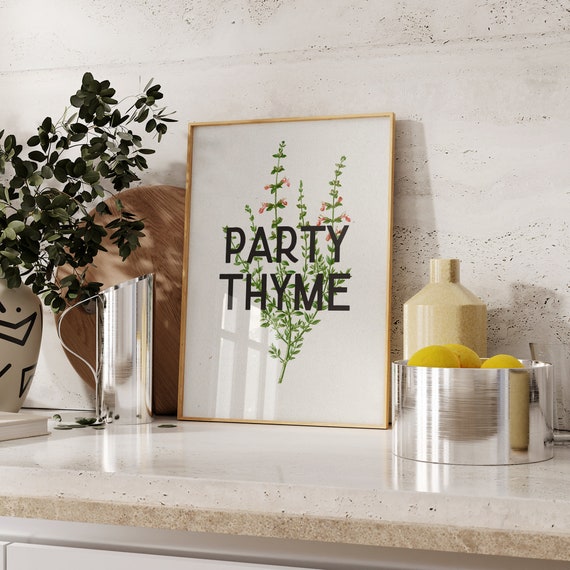 Party Thyme Vintage Retro Botanical Herb Art Print