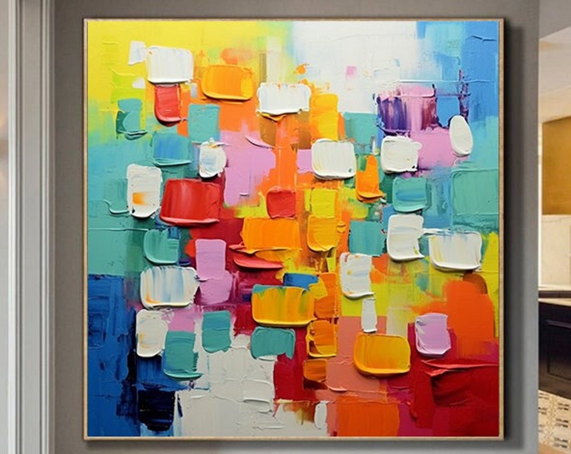 Vibrant Color Block Abstract With Chunky Palette Knife Poster