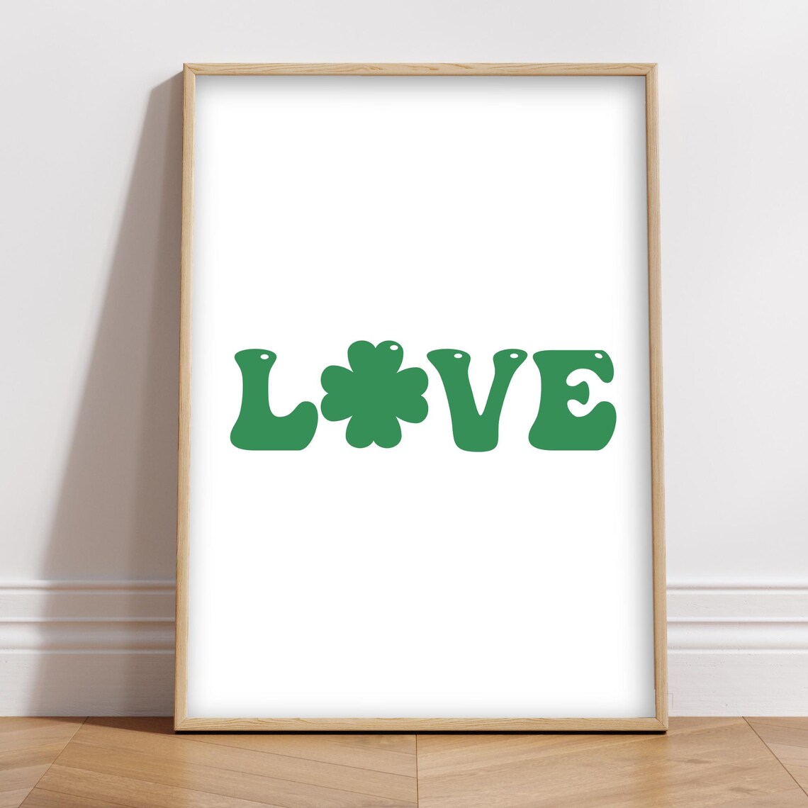 Retro Green Love Shamrock O Letters St Patricks Day Quote Poster