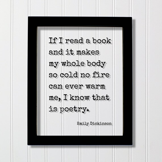 Emily Dickinson Poetry Quote Floating Glass Frame Sign Poster