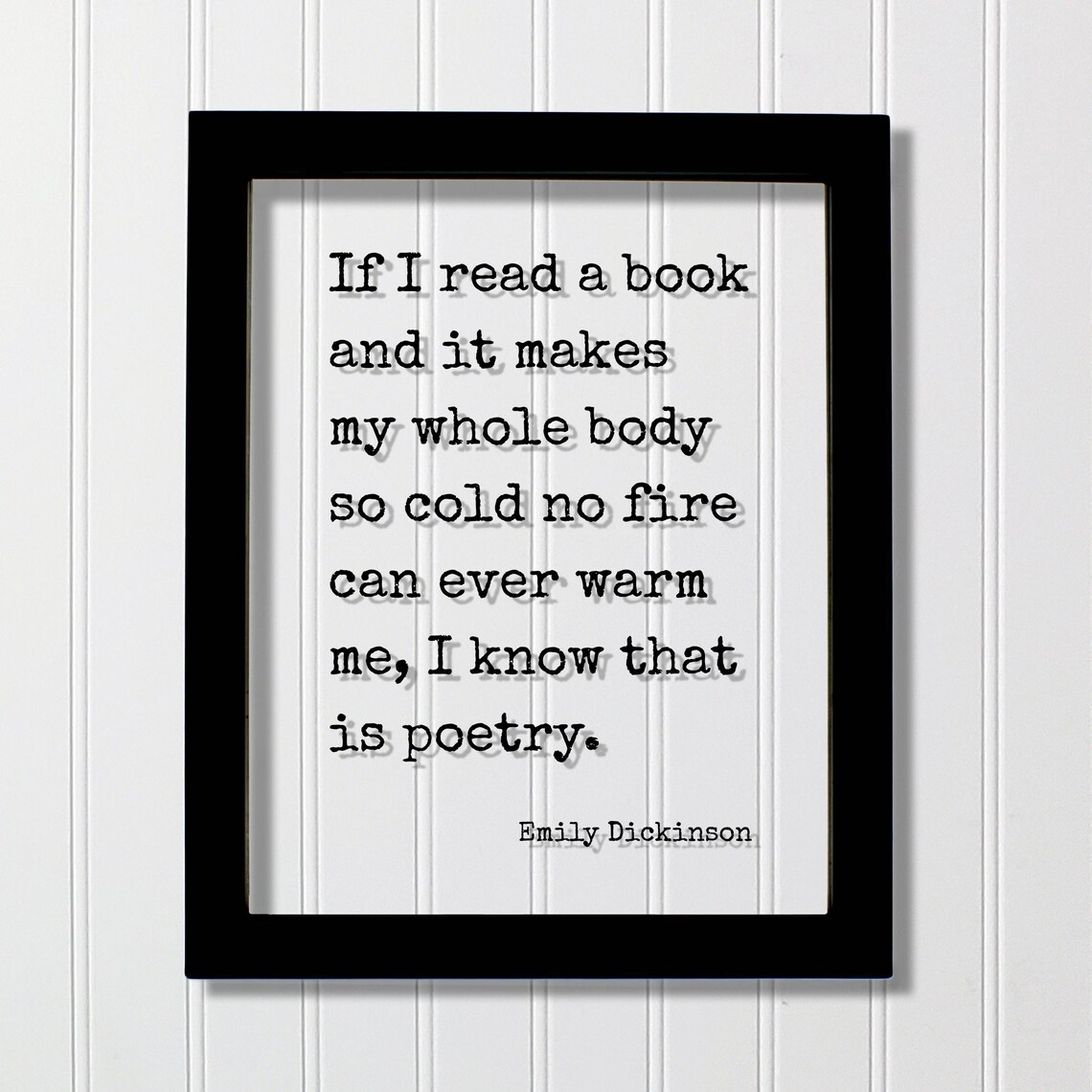 Emily Dickinson Poetry Quote Floating Glass Frame Sign Poster