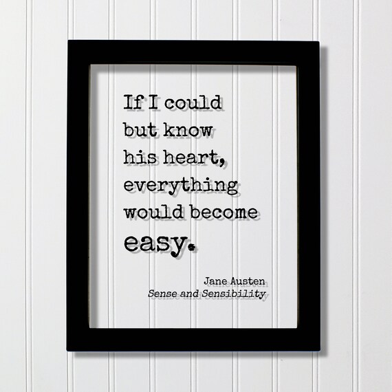 Jane Austen Sense And Sensibility Heart Quote Literary Poster