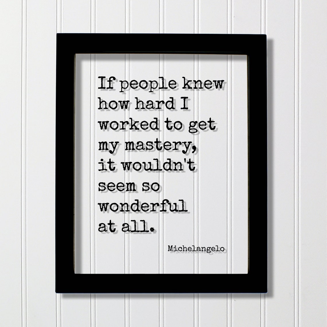 Michelangelo Mastery Quote Floating Typewriter Sign Poster Art