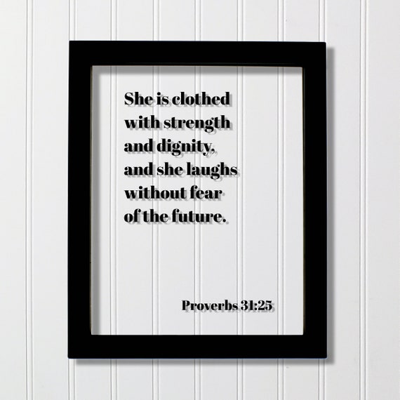 Proverbs 31:25 Scripture Art Print, Christian Decor