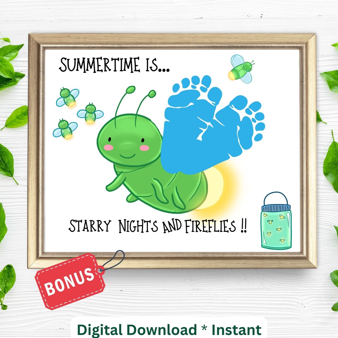 Summer Footprint Starry Firefly Footprint Art Print