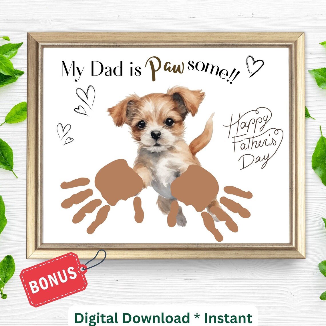 Fathers Day Handprint Craft Dog Footprint Sign For Kids Preschool Daycare Toddlers Puppy Print Pawsome Daddy Footprint Baby Keepsake Kit