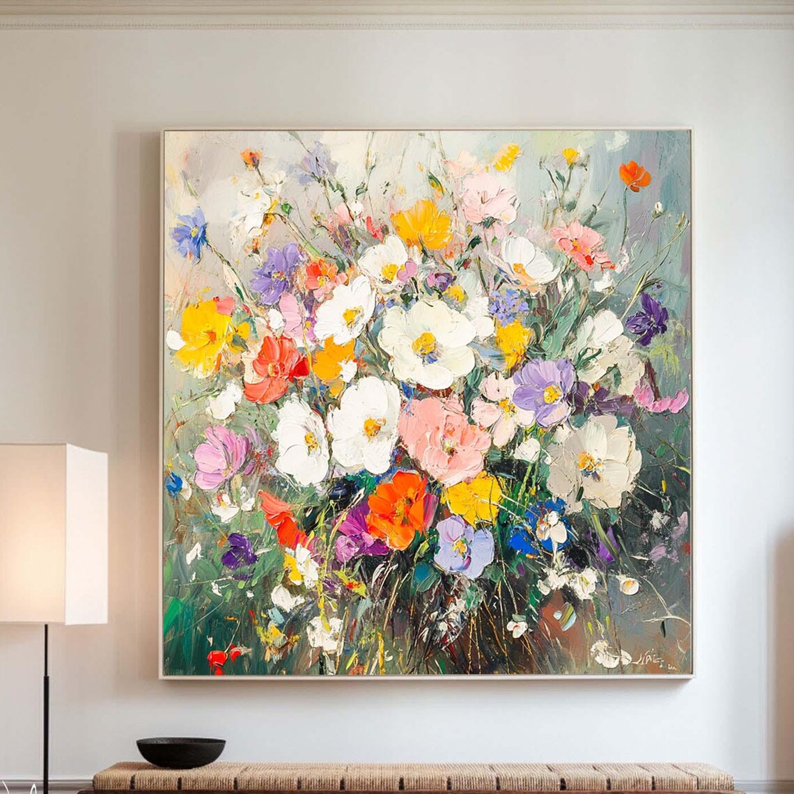 Colorful Wildflower Bouquet Abstract Floral Texture Wall Art Poster