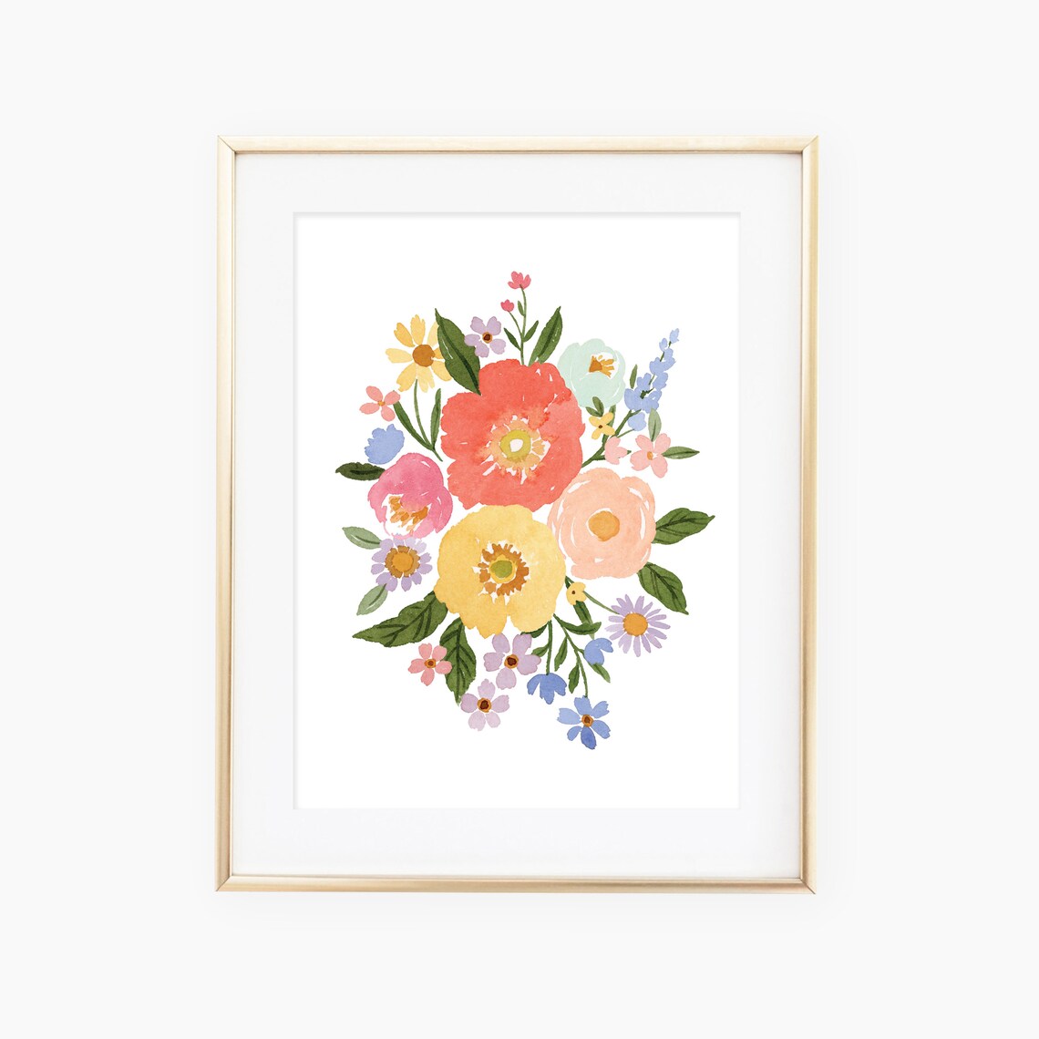 Spring Colored Watercolor Floral Art Print