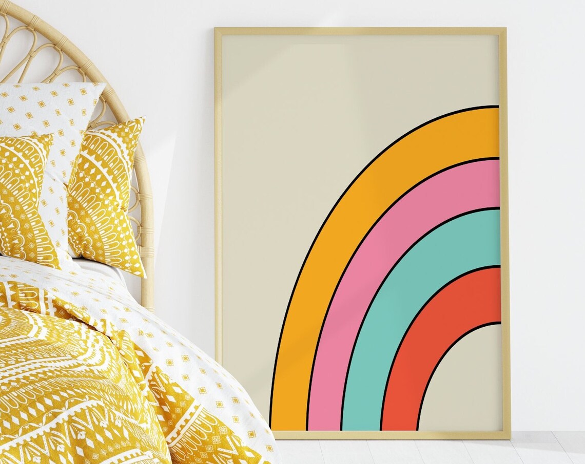 Rainbow Print Colourful Art Print for Bedroom
