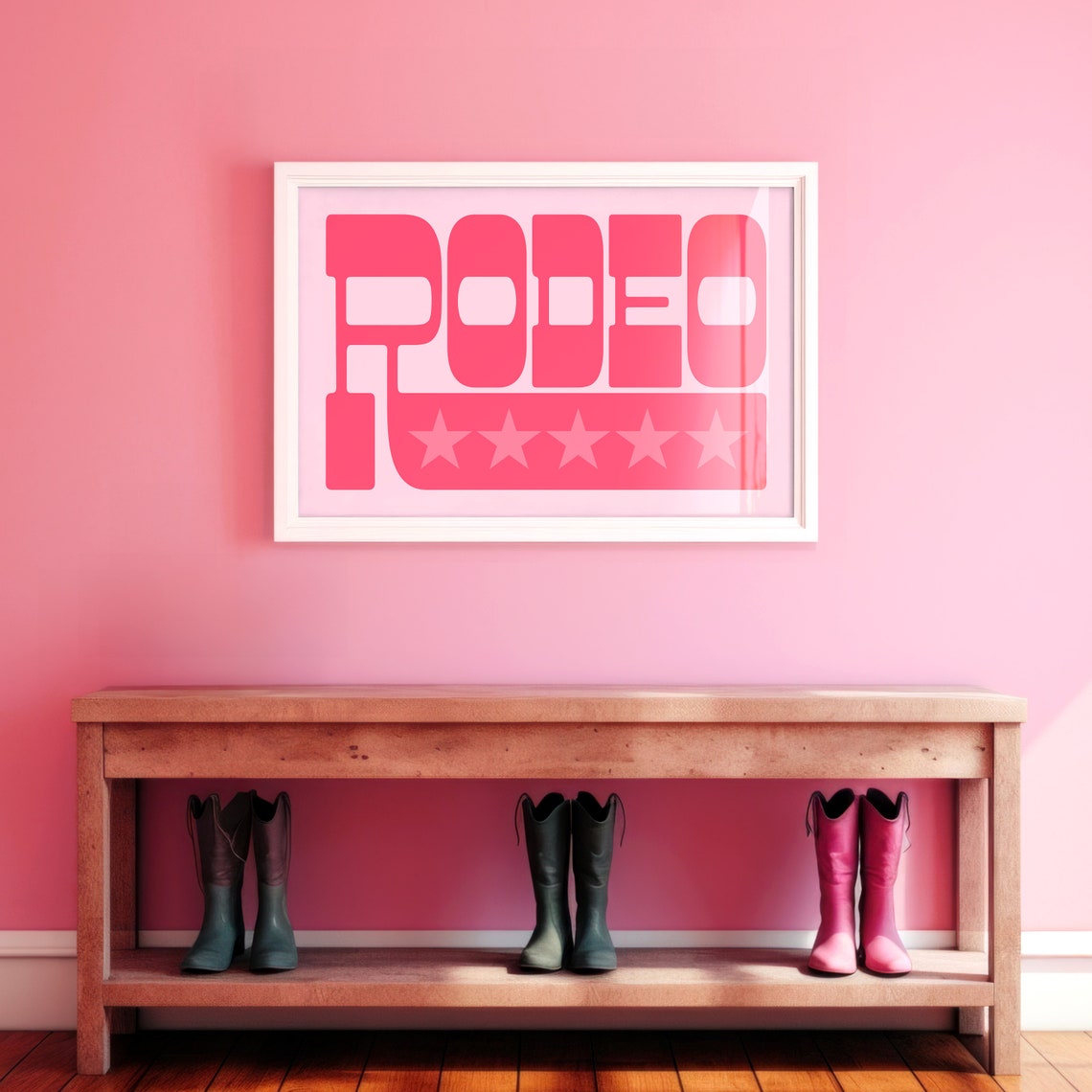 Rodeo Hot Pink Star Western Typography Southern Charm Poster - Image 3