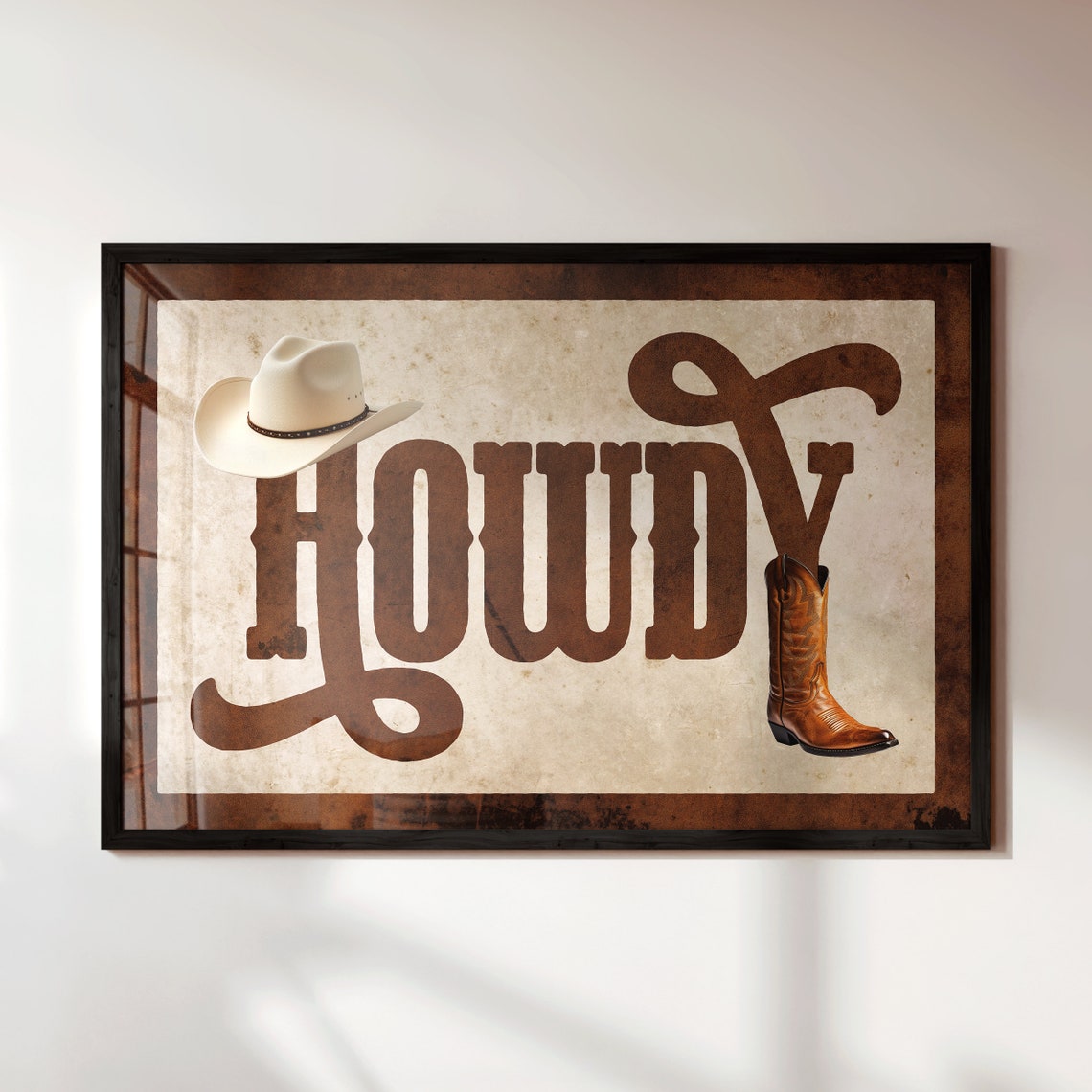 Howdy Cowboy Hat and Boot Photo Art Southwestern Entryway Poster - Image 2