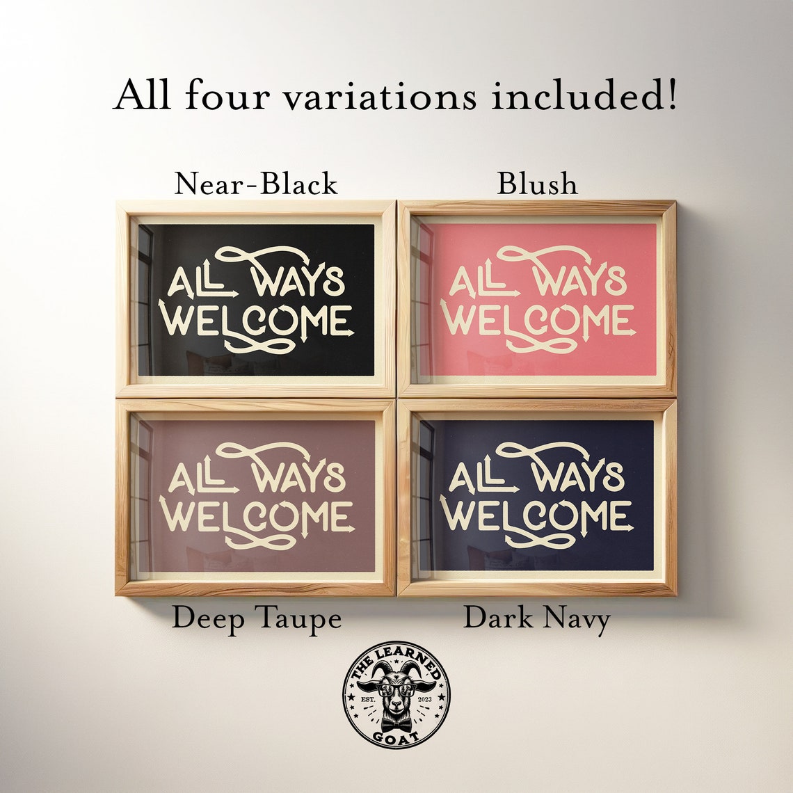 Always Welcome Hand Lettered Script Black Farmhouse Wall Poster - Image 4
