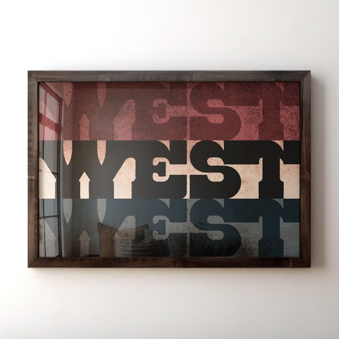 Distressed West Repeated Stripe Vintage Western Typography Poster