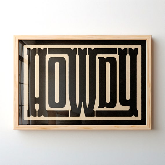 Instant Howdy Print Bold Western Typography Wall Art Howdy Poster Welcome Sign Simple Howdy Picture Farmhouse Decor
