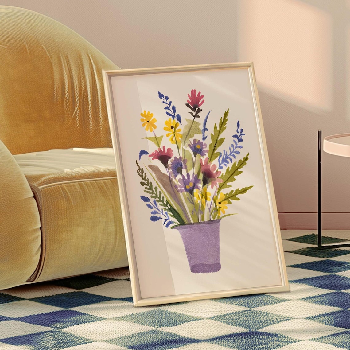Watercolor Wildflower Vase Art Print