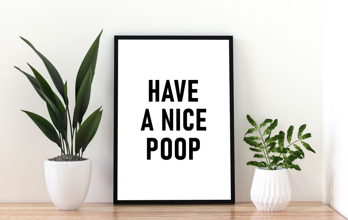 Have A Nice Poop Funny Bathroom Humor Quote Black White Poster