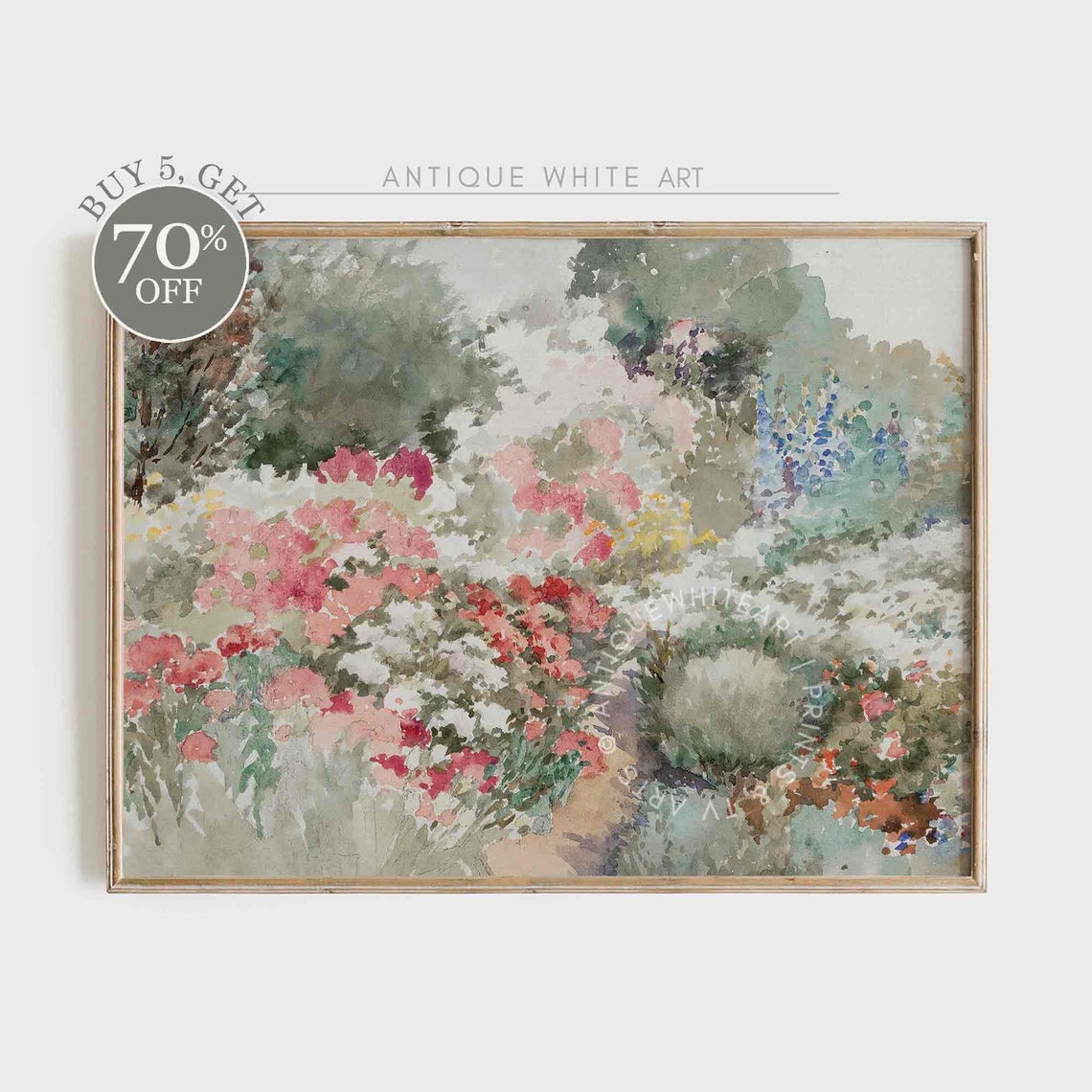 Vivid Impressionist Flower Garden Watercolor Summer Bloom Art Print