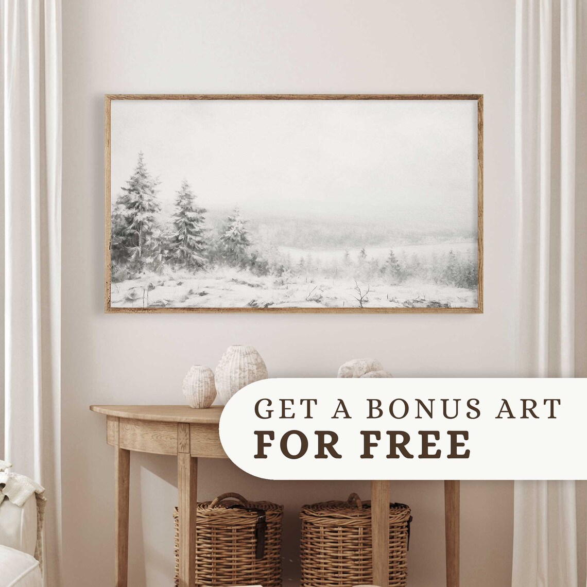 Winter Forest Painting Art Print, Vintage Landscape - Image 4