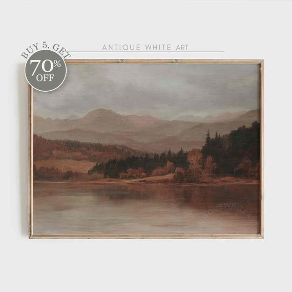 Rustic Fall Landscape Painting Moody Fall Oil Painting Farmhouse Fall Decor Art Print Antiquewhiteart A286