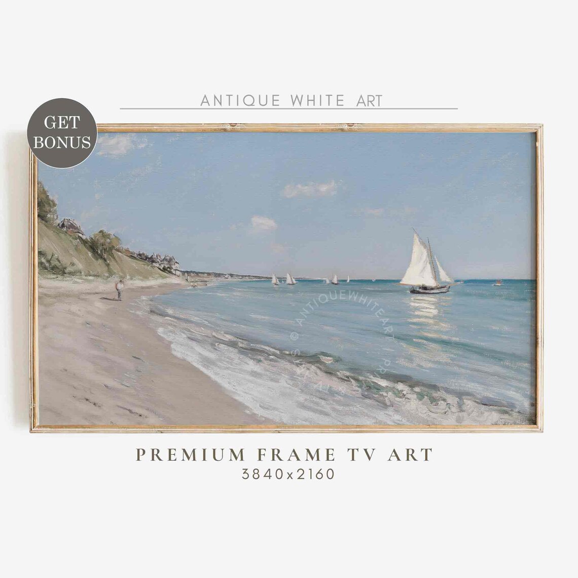 Coastal Sailboat Summer Seascape Art Print - Image 4
