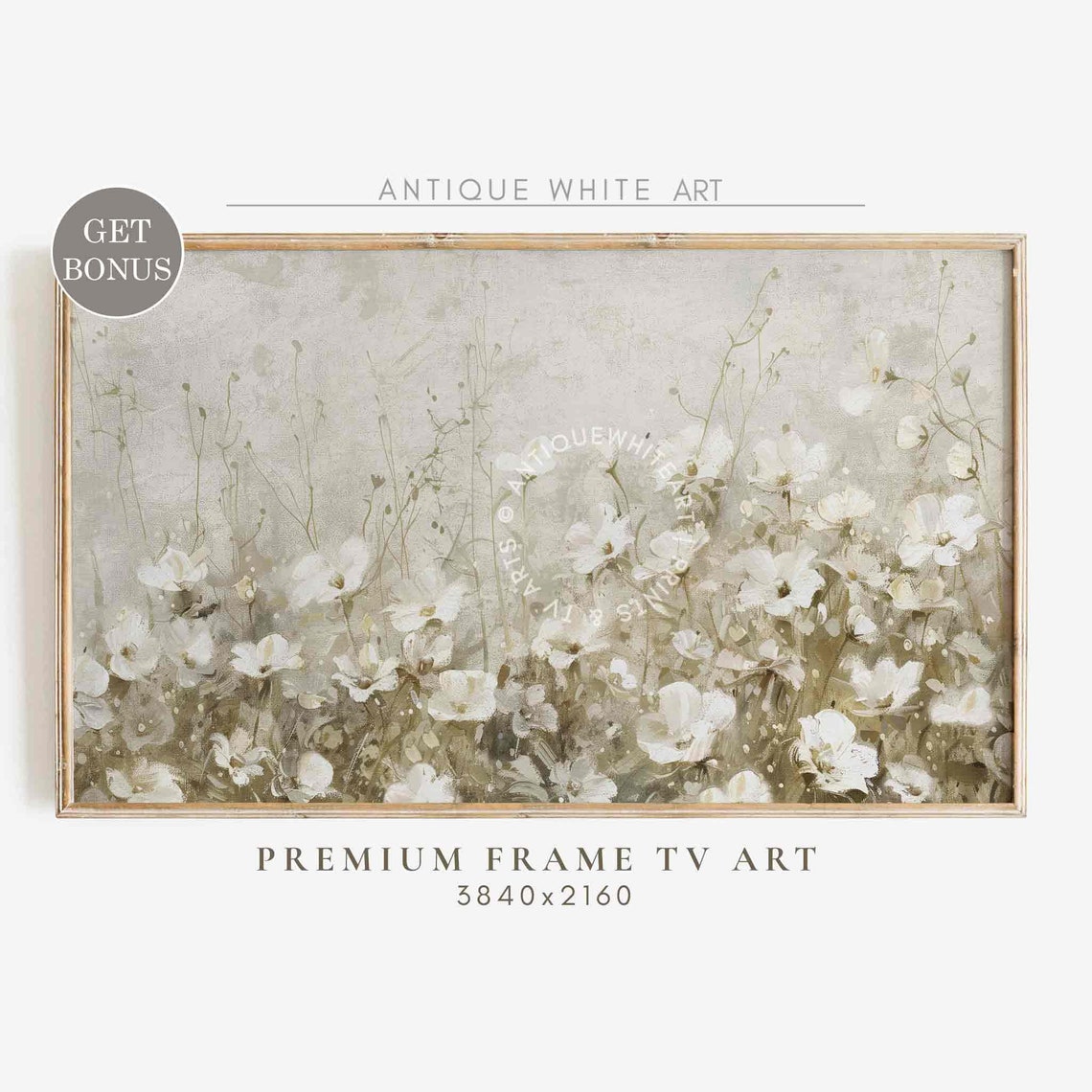 Neutral Floral Frame Tv Art Country Wildflowers White Summer Flowers Painting Farmhouse Frame Tv Art Tv392 - Image 4
