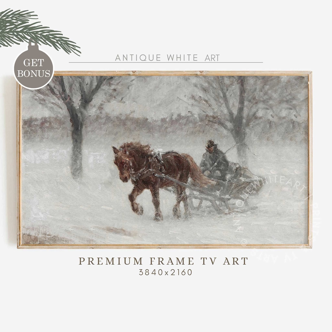 Country Winter Sleigh Ride Vintage Holiday Poster